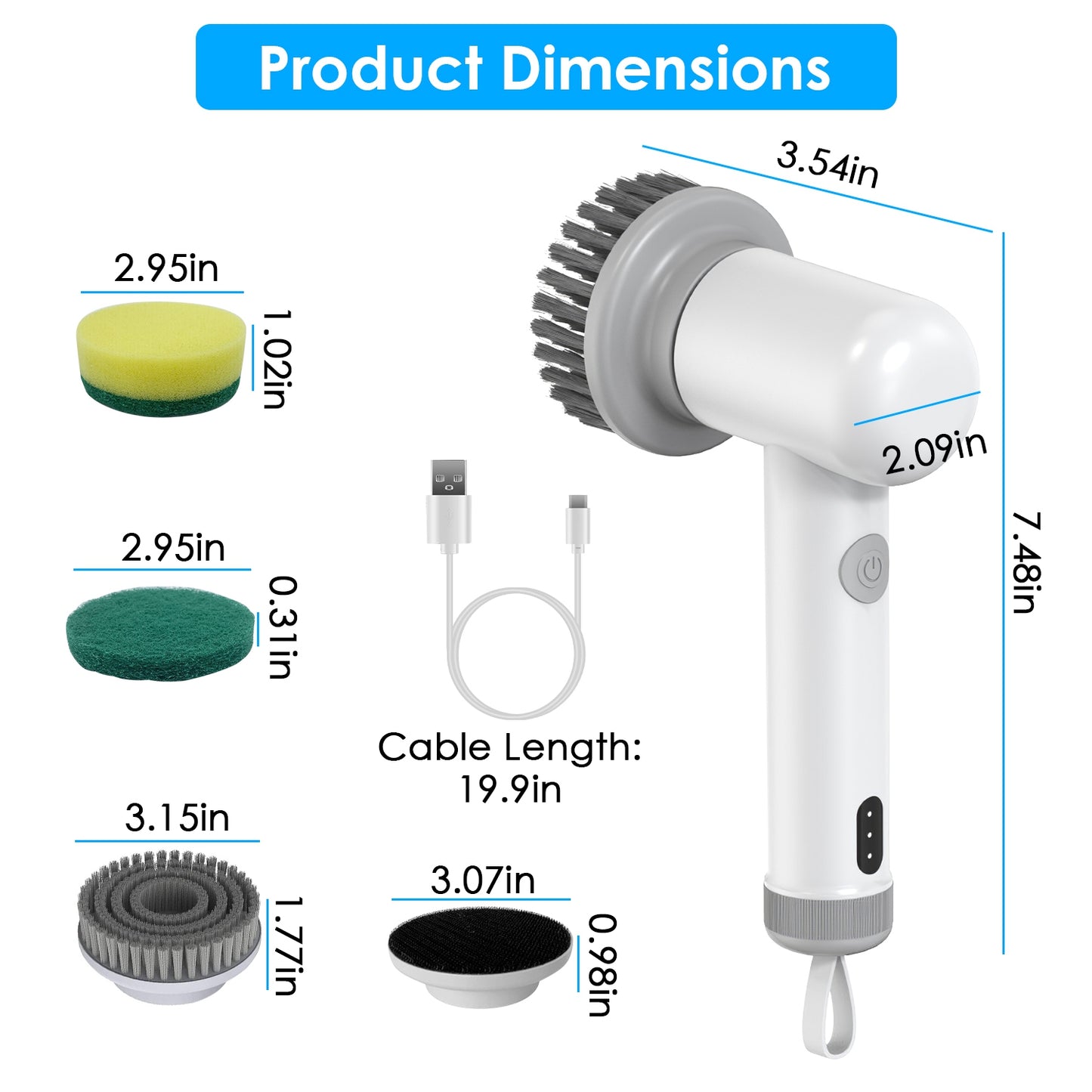 Homeora cordless power scrubber in white